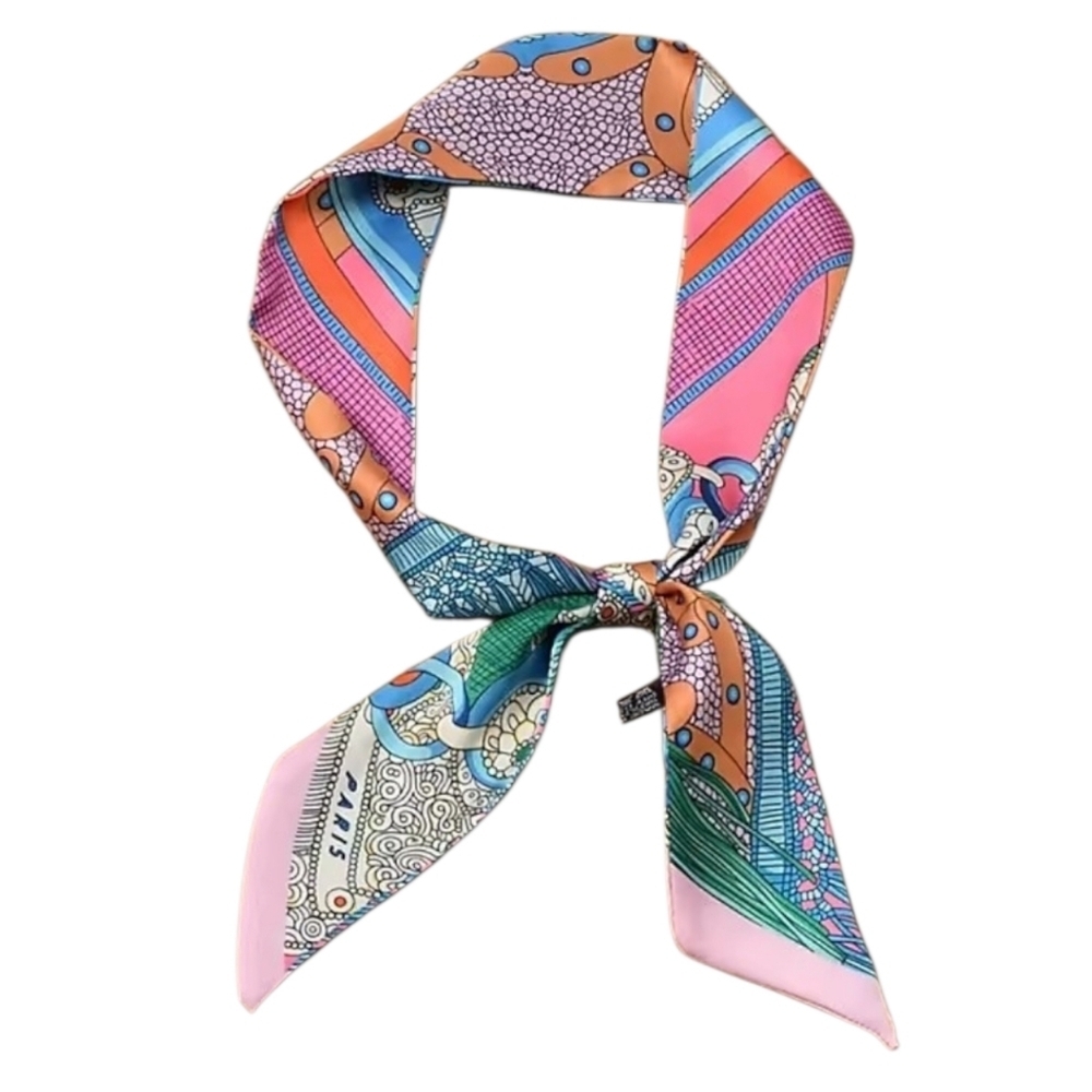 NEW French Retro Colorful Print "Paris" Neck/Hair/Bag Scarf